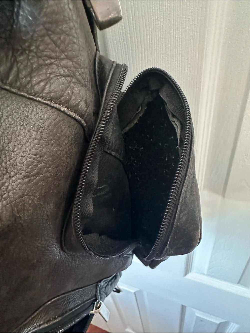 Vintage 90s Genuine Leather Distressed Black Backpack, Knapsack